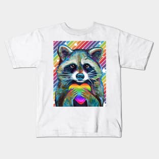 RAINBOW PRIDE RACCOON Kids T-Shirt